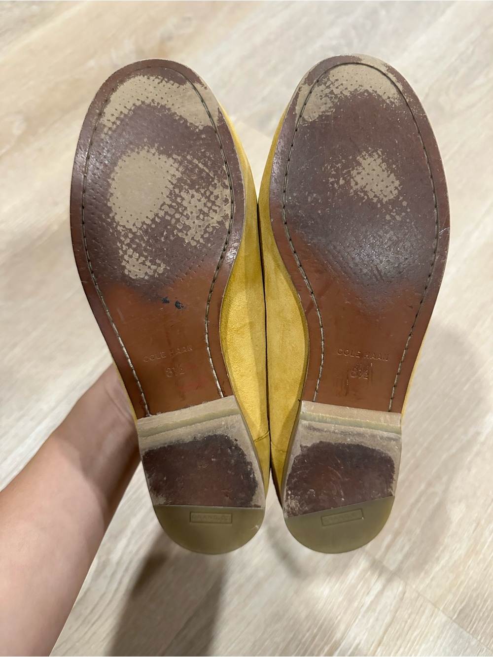 Cole Haan Suede Tassel Loafers in Mustard Yellow, Moc Toe Preppy, Size 8.5 - Picture 9 of 9